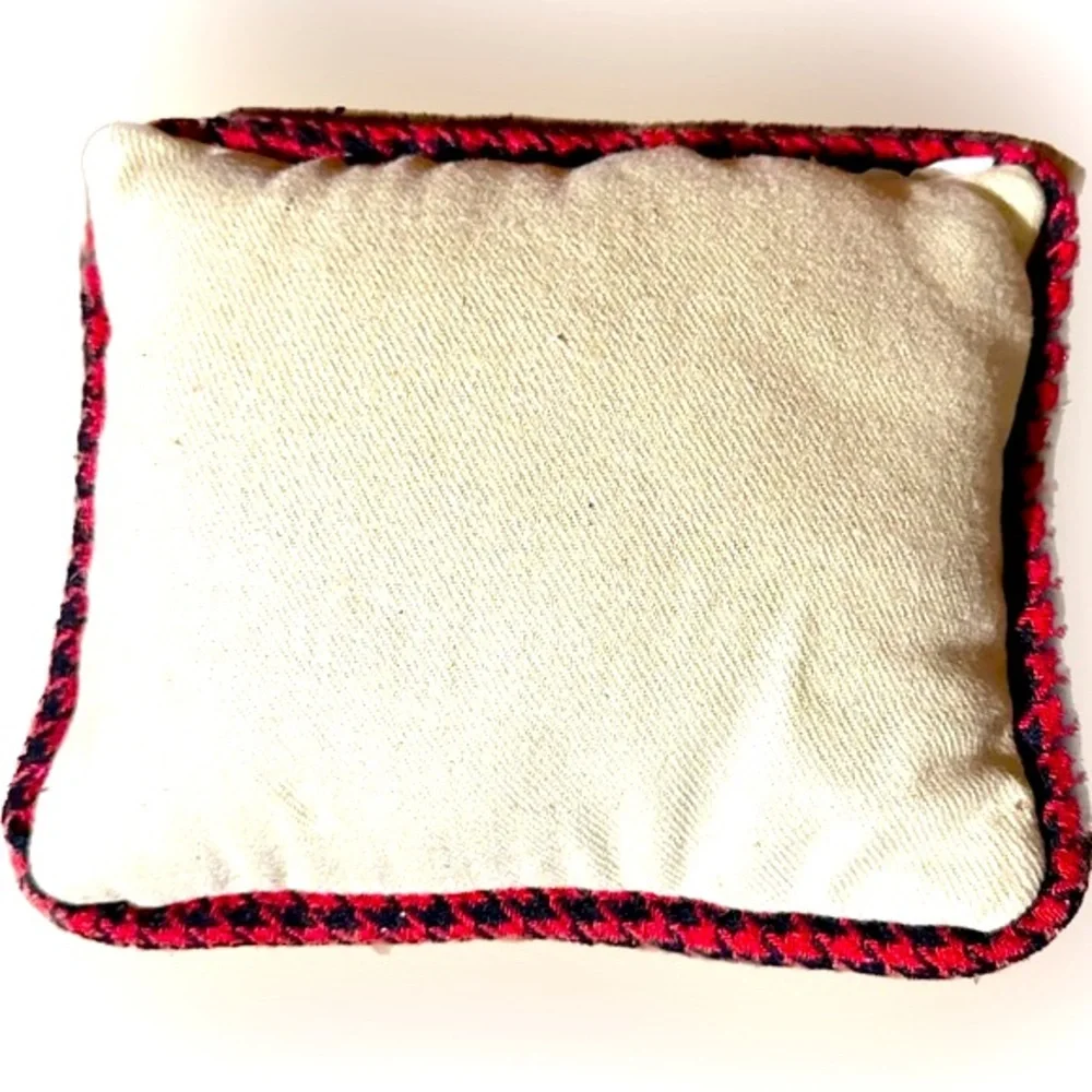 Christmas Holiday HOLLY Throw Pillow Farmhouse DECOR BLACK RED GINGHAM 9”x8”bell